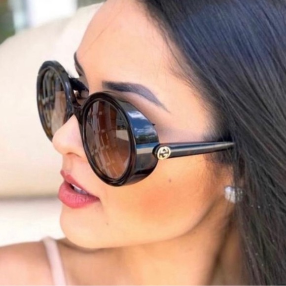 GUCCI HAVANA ROUND OVERSIZED SUNGLASSES, ON LIST 50 MOST ICONIC SHAPES - Picture 14 of 16